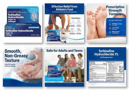 TARO Terbinafine Hydrochloride antifungal Cream 1% - Athletes Foot Cream Extra Strength