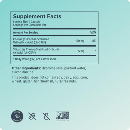 Biosil Collagen Booster Supplement - 180 Vegan Capsules - Patented ch-OSA Activator for Skin, Hair, Nails & Joints - Supports Natural Production - 90-Day Supply