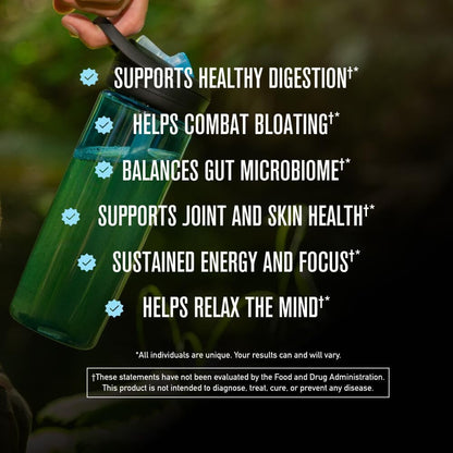 ROUNDHOUSE PROVISION Morning Kick, Zero Sugar Greens Superfood Powder Supplement with Ashwagandha, Collagen, Probiotics, Debloat Drink