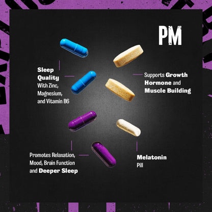 Animal PM - Sleep Aid for Adults Non-Habit Forming Relaxation Enhancer and Mood Support with Melatonin, L-Theanine, Zylaria, Zinc, Magnesium, Vitamin B6, GABA