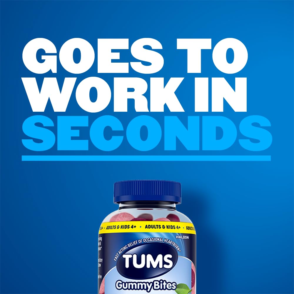 TUMS Gummy Bites Dietary Supplement for Occasional Heartburn Relief, Upset Stomach and Acid Indigestion, Cherry Berry Burst - 108 Count TUMS buy supplements Au
