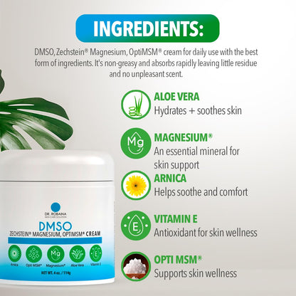 Dr. Robaina DMSO Cream - 99.9% Pure DMSO Pharmaceutical Grade | Formula with Zechstein Magnesium, Arnica, Aloe Vera, Vitamin E - 4 oz Dr. Robaina buy supplements Au