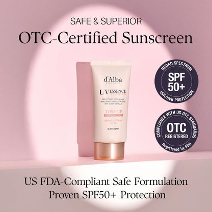 d'alba Piedmont Waterfull Tone-Up Sunscreen Serum BROAD SPECTRUM SPF 50 + Korean Sunscreen for Face, All Skin Tones (1.69 fl.oz.)
