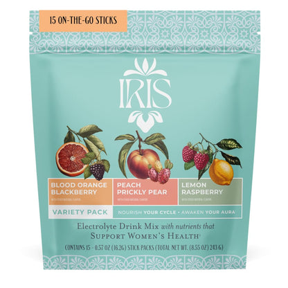 Iris Women’s Hormonal Health Daily Electrolyte Drink Mix | High Fiber, Essential B Vitamins for Mood Support | 40:1 Myo & D‑Chiro Inositol | Variety Pack,