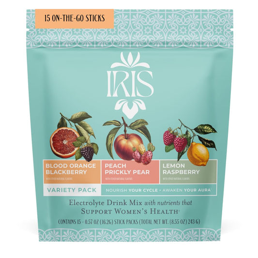 Iris Women’s Hormonal Health Daily Electrolyte Drink Mix | High Fiber, Essential B Vitamins for Mood Support | 40:1 Myo & D‑Chiro Inositol | Variety Pack,