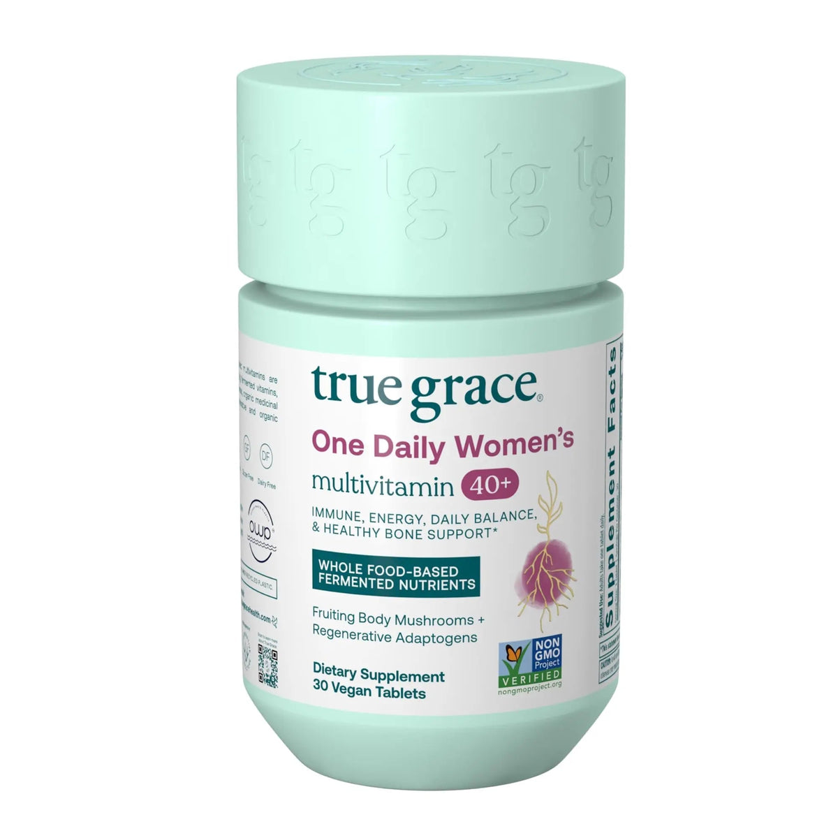 True Grace One Daily Women’s Multivitamin 40+ Fermented Minerals, Organic Adaptogens & Mushrooms Energy, Immune, Bone Support True Grace