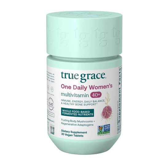 True Grace One Daily Women’s Multivitamin 40+ Fermented Minerals, Organic Adaptogens & Mushrooms Energy, Immune, Bone Support True Grace