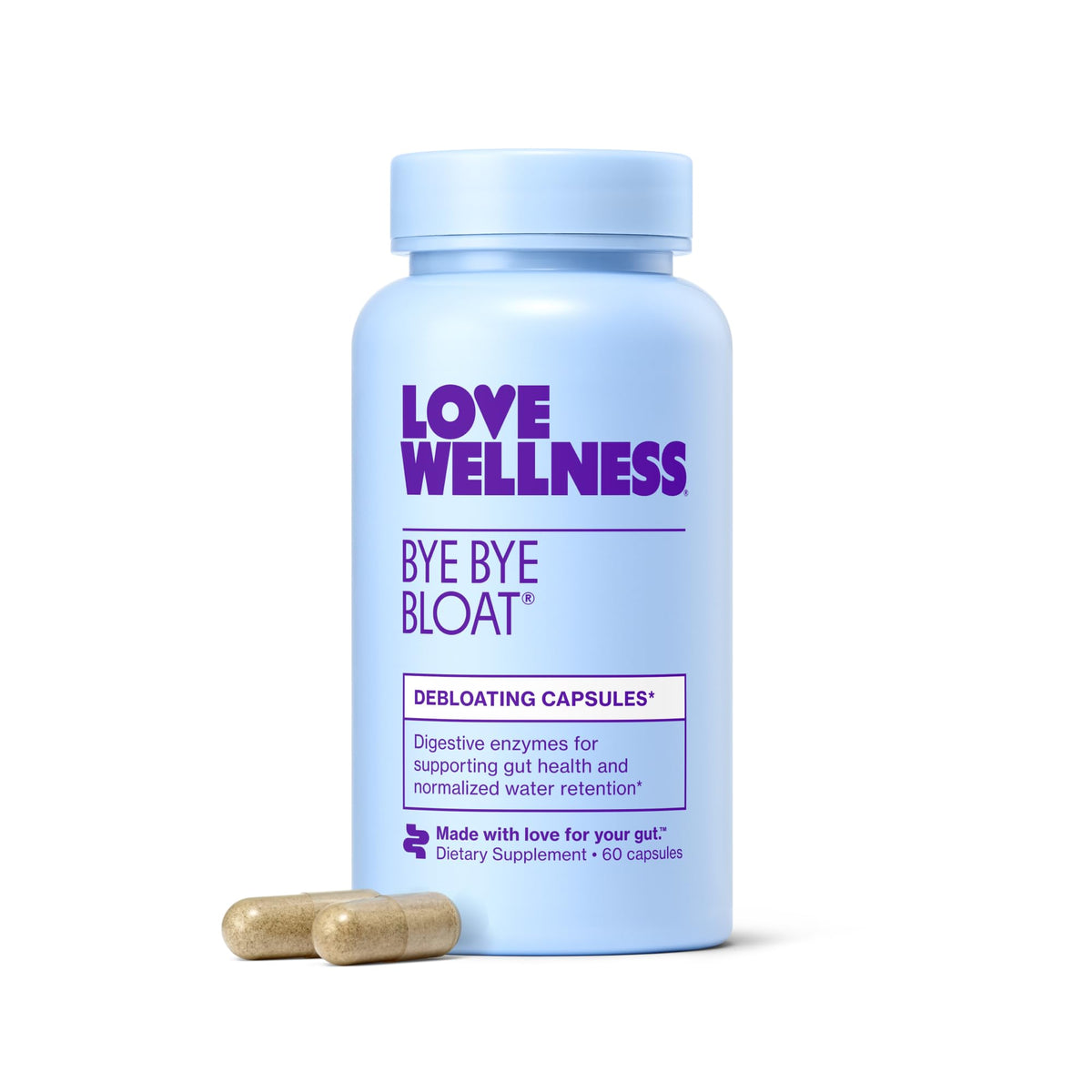 Love Wellness Bye Bye Bloat | Digestive Enzymes for Fast Acting Bloating Relief for Women | Helps Reduce Water Retention & Gas Relief | Supports Digestive Health