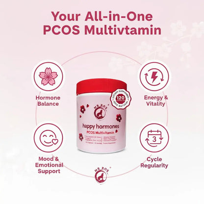Mr Ros PCOS Multivitamin for Women – Happy Hormones Formula – Myo & D-Chiro Inositol 40:1, Omega-3, Vitamin D3, Zinc & Magnesium Mr Ros