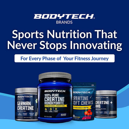 BodyTech Creatine Monohydrate Powder, Unflavored Micronized Creatine Formula for Men and Women, 5g per Serving, Pre Workout & Post Workout Supplement