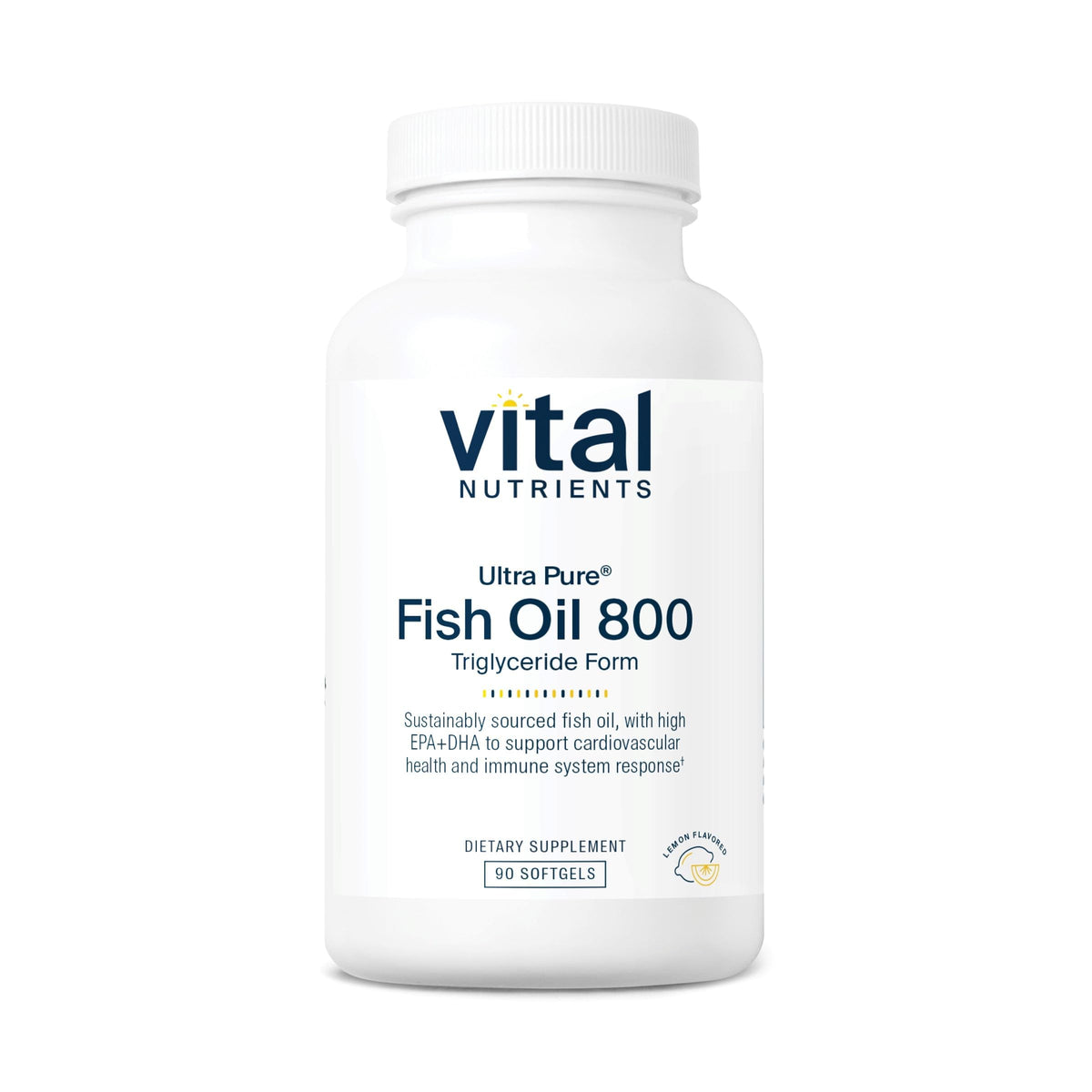 Vital Nutrients Ultra Pure® Fish Oil 800 Triglyceride Form - Heart, Brain, & Immune Health* - Sustainably Sourced High EPA & DHA Omega-3 Fatty Acid - Lemon Flavor - Gluten, Dairy, Soy Free - 90 Count Vital NutrientsBuy Supplements Australia
