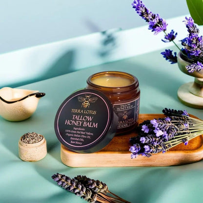 Terra Lotus - Organic Grass-Fed Beef Tallow Balm with Raw Honey - Moisturizing Cream