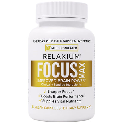 Relaxium FocusMax, Brain & Focus Health Supplement, Mental Clarity Support, Proven Concentration, Focus, Memory,