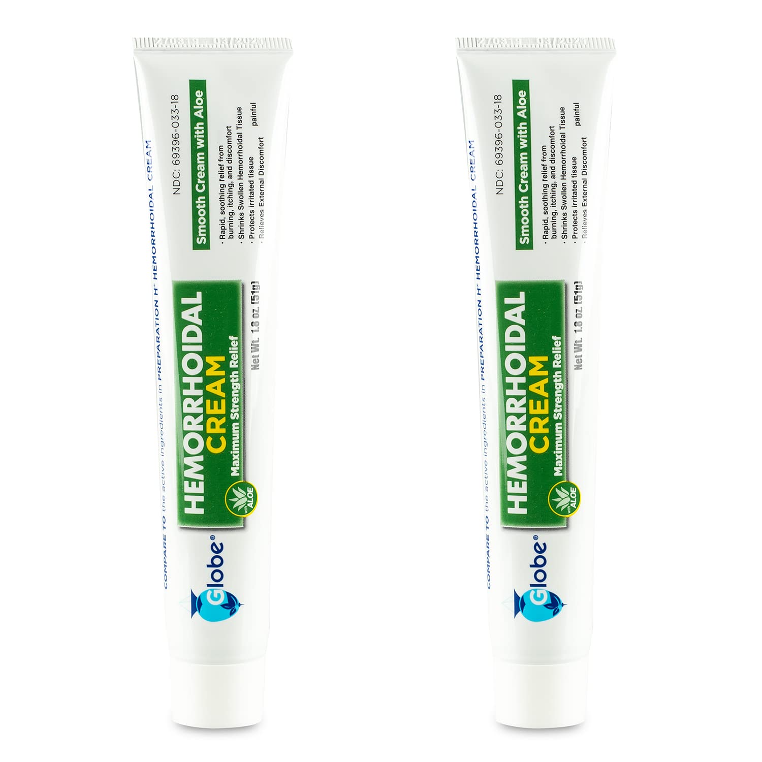 Globe Hemorrhoidal Cream (2 Pack) 1.8 oz w/Applicator Phenylephrine, Pramoxine with Aloe, Relief from Burning, Itching and Discomfort of Hemorrhoids. GlobeBuy Supplements Australia