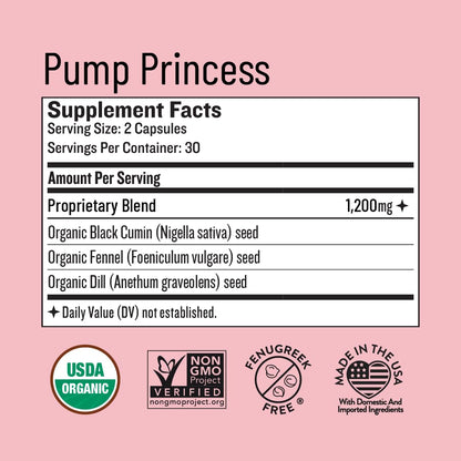 Legendairy Milk Pump Princess Lactation Supplement - Breastfeeding Supplements for Milk Supply Increase and Milkflow - Organic Black Cumin, Fennel and Dill Seeds, Fenugreek Free - 60 Capsules Legendairy MilkBuy Supplements Australia