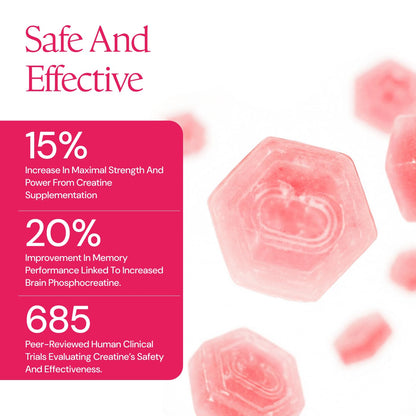 Create Creatine Monohydrate Gummies for Men & Women, Boost Focus, Strength, and Endurance, Anti-Melting Formula, Vegan, Gluten-Free, Non-GMO