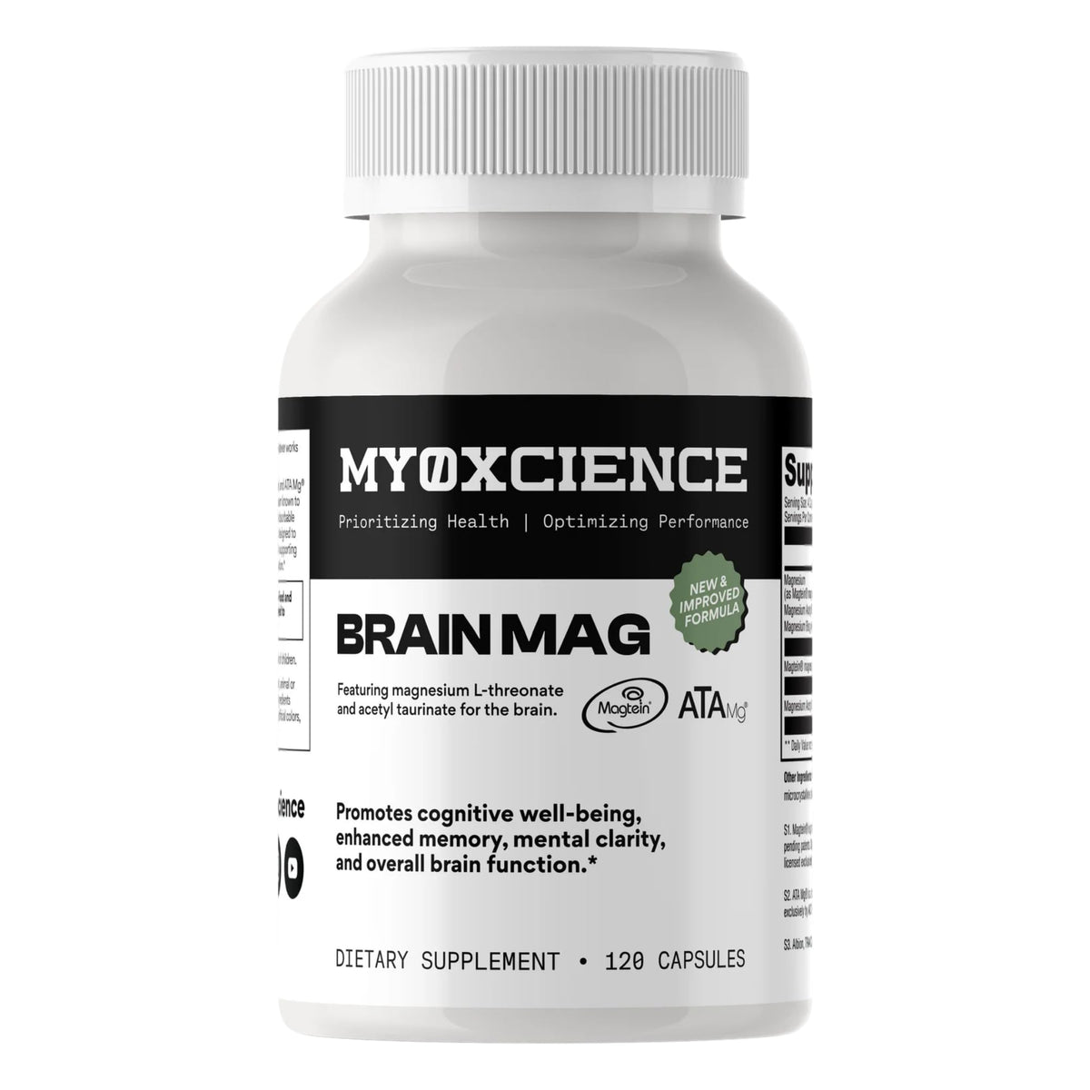 Magnesium L-Threonate + Mag Acetyl-Taurate (ATA Mag) + Mag Glycinate | Promotes Cognitive Well-Being, Enhanced Memory, Mental Clarity and Overall Brain Function | 120 Capsules MYOXCIENCE buy supplements Au