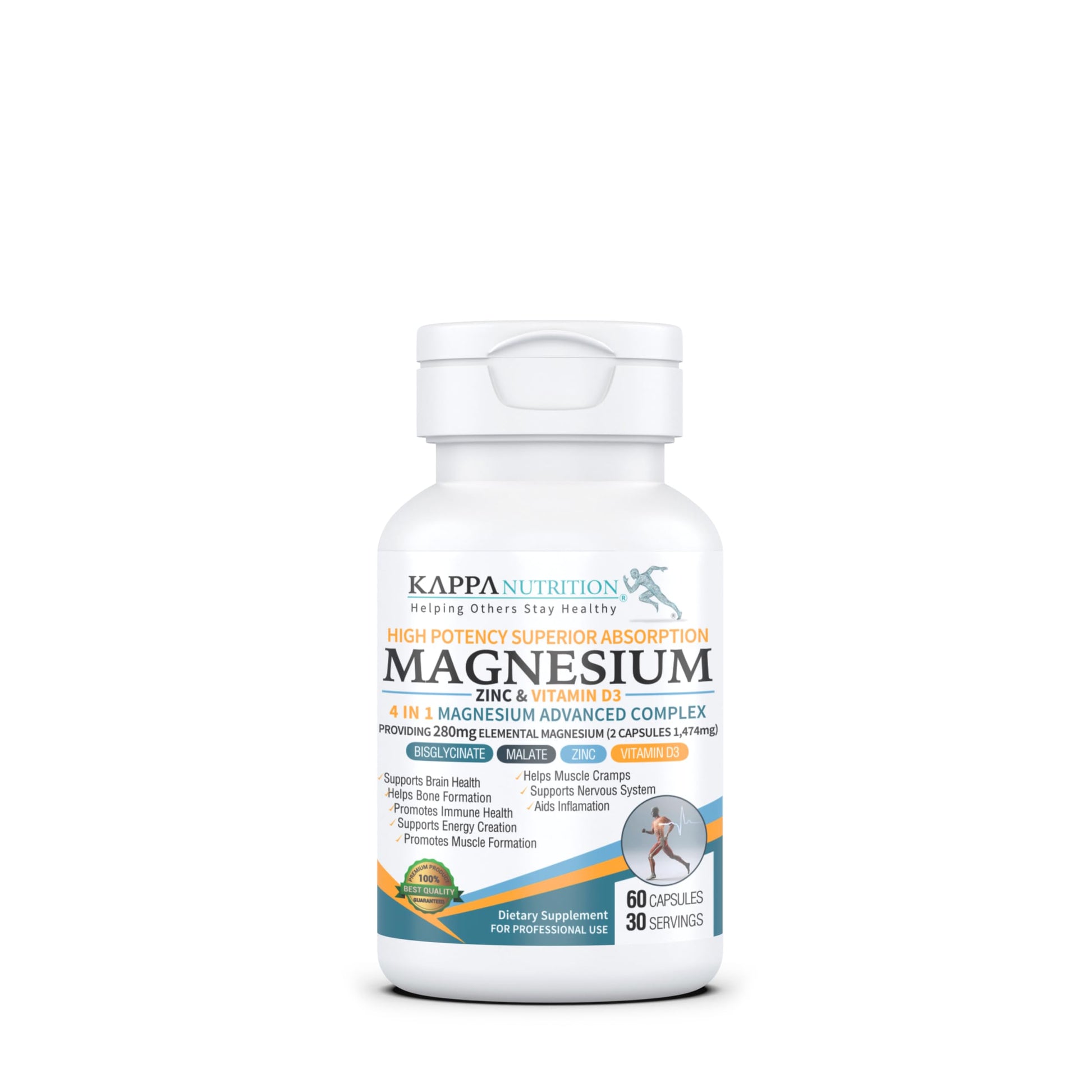 Kappa Nutrition magnesium supplement bottle on a white background