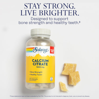 Solaray Calcium Citrate 1000mg - Chelated Calcium Supplement - Supports Bone Strength and Healthy Teeth - Easy to Digest
