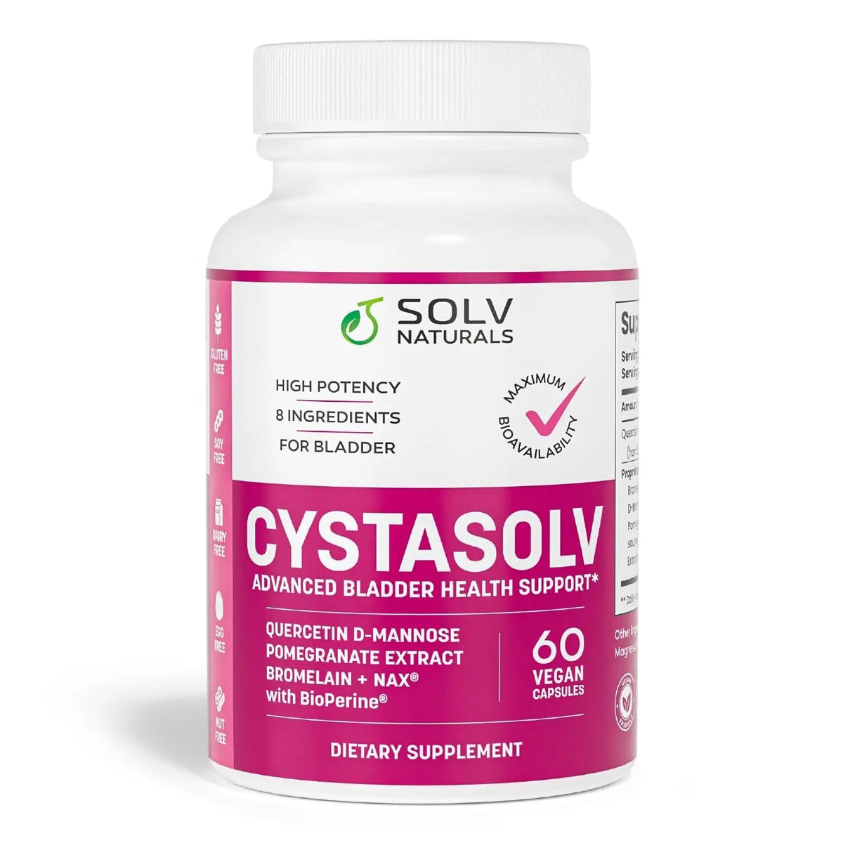 SOLV NATURALS CYSTASOLV Bladder & Pelvic Discomfort Formula - Enjoy Less Urgency & Flares* with Daily IC/BPS UTI Support – Premium Bladder & Urinary Support for Women & Men - 60 Vegan Capsules SOLV NATURALSBuy Supplements Australia