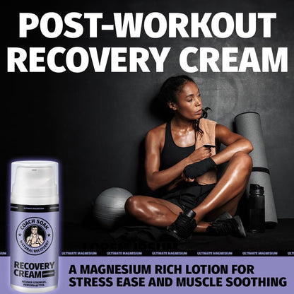 Coach Soak Magnesium Cream with MSM in Pump Bottle - Natural Recovery Cream with Magnesium Chloride & Menthol - Fast-Absorbing for Muscles & Joints, Lavender 3.4oz Coach SoakBuy Supplements Australia