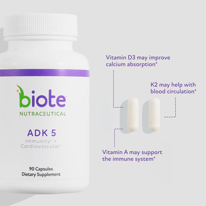 Biote Nutraceuticals - ADK 5 - Immunity + Cardiovascular (90 Capsules)