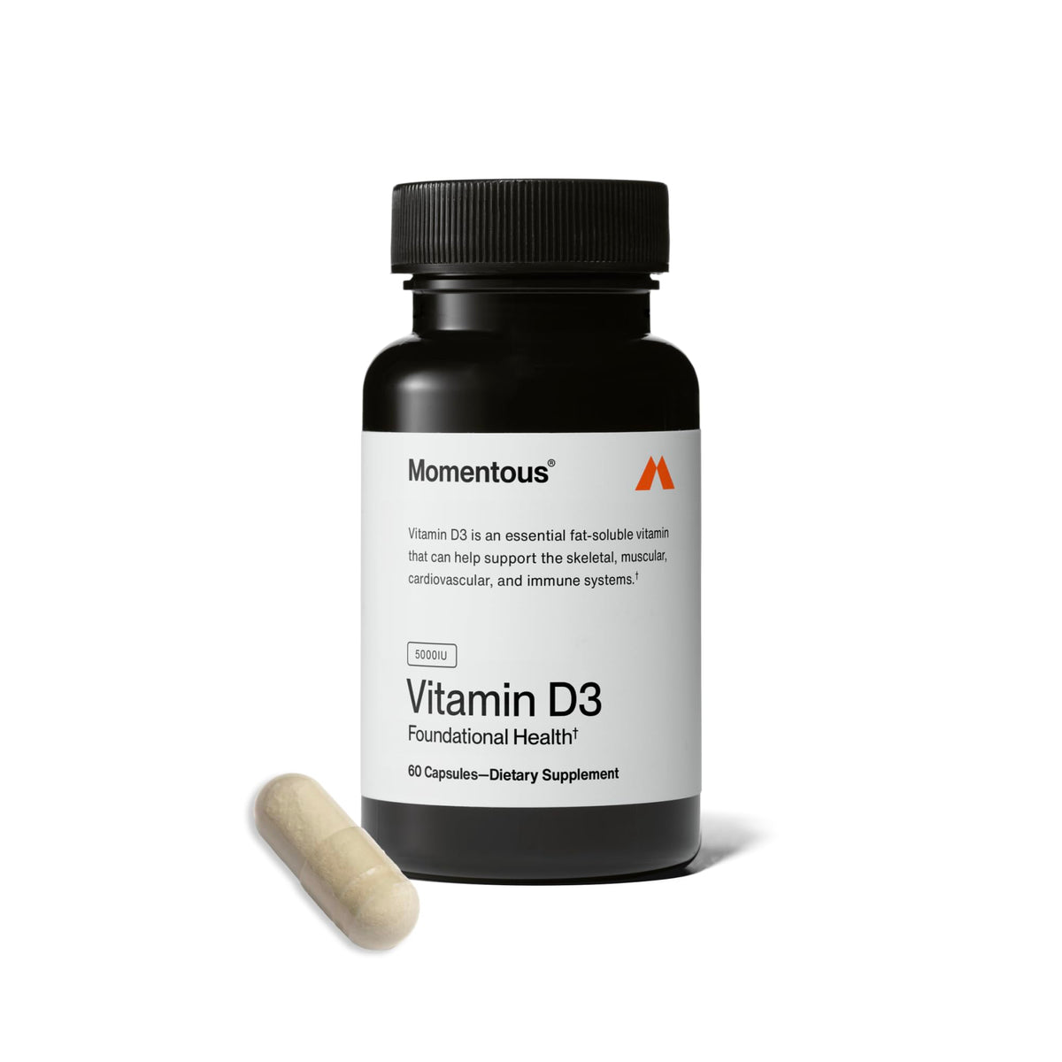 Momentous Vitamin D3 Supplement - 5,000 IU Capsules for Foundational Health Support - NSF Certified for Sport - Gluten Free - 60 Servings Momentous buy supplements Au