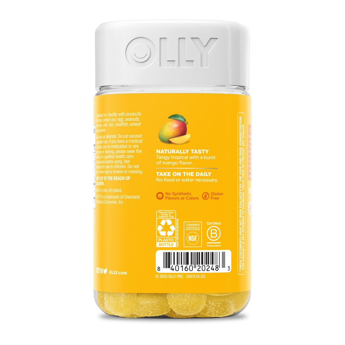 OLLY Probiotic Gummy, 1 Billion CFUs, Immune and Digestive Support, Chewable Probiotic Supplement, Mango, 80 Count