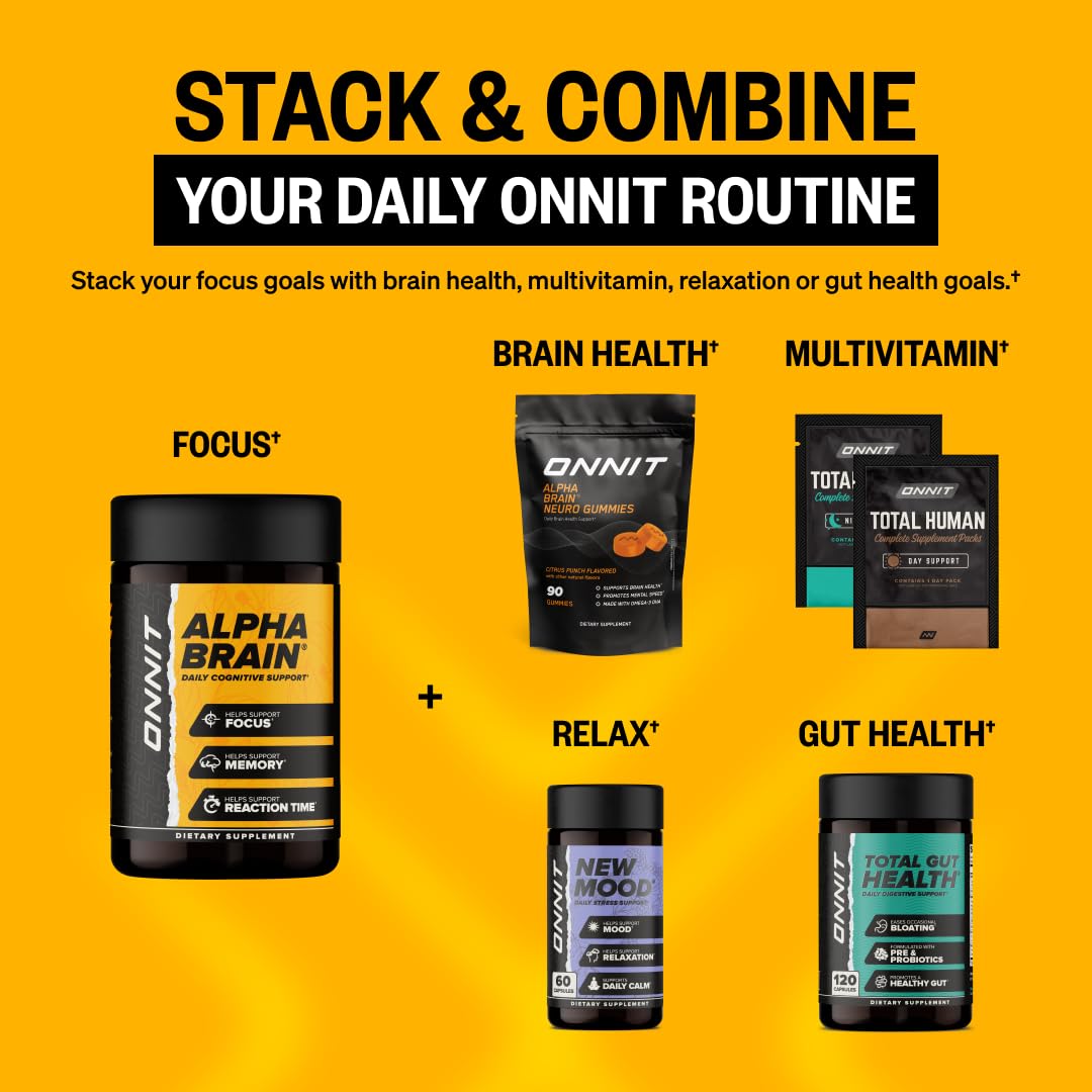 ONNIT Alpha Brain Nootropic Brain Supplement for Focus, Memory, Mental Clarity, Cognitive Support with L-Theanine and Vitamin B6, 30 Count Capsules