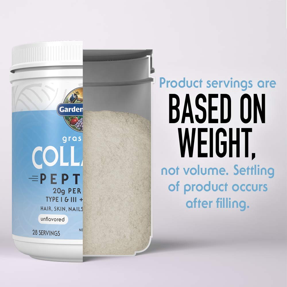 Garden of Life Grass Fed Collagen Peptides Powder Unflavored Collagen Powder for Hair Skin Nails Joints, Hydrolyzed Collagen Protein Supplements