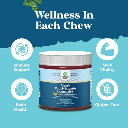 Natures Craft Men's Multivitamin Gummies with Superfood Complex - Daily Multivitamin for Men Gummies with CoQ10 and Ashwagandha Natures Craft