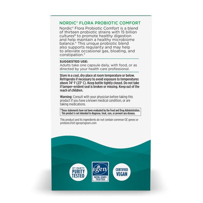 Nordic Naturals Nordic Flora Probiotic Comfort - 30 Capsules - 13 Probiotic Strains w/ 15 Billion Cultures - Supports Regularity & Digestive Comfort, Alleviates Bloating