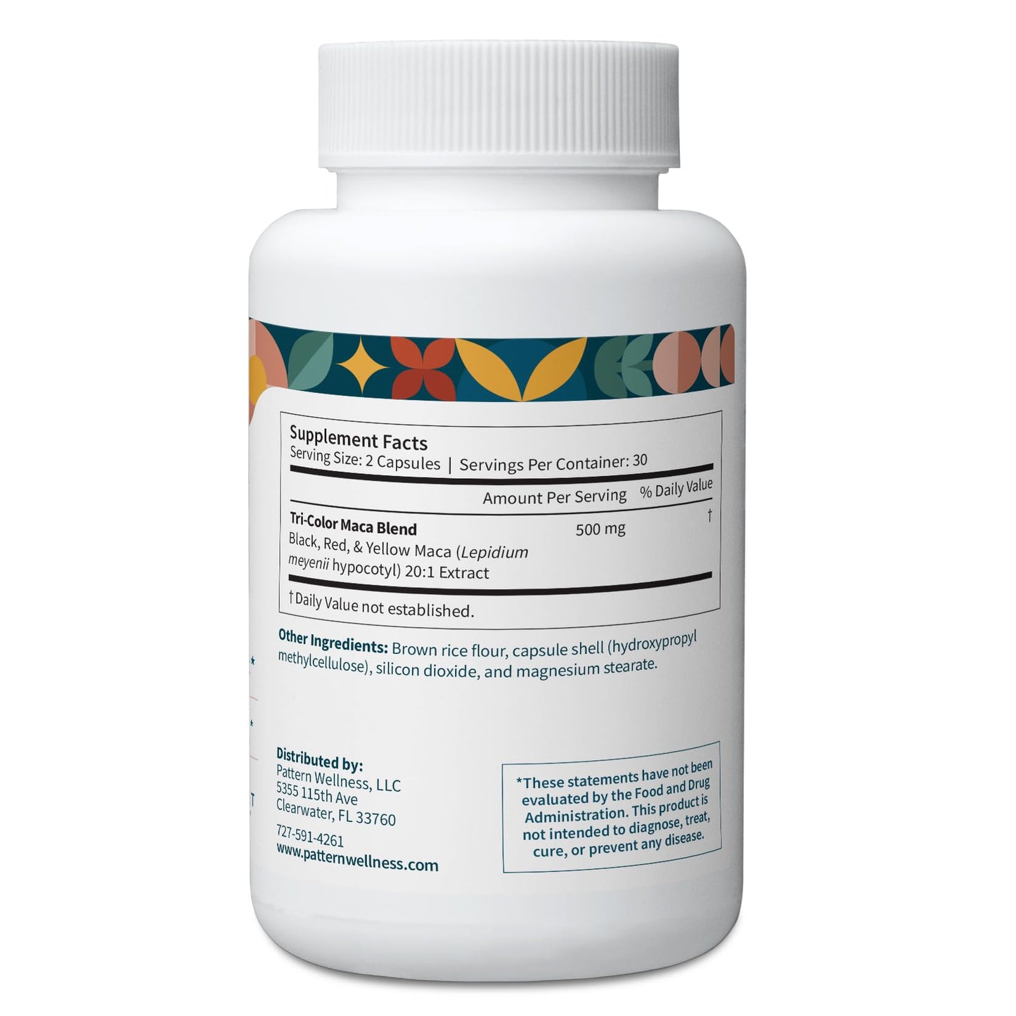 Pattern Wellness Maca Root Extract 20:1-500mg Per Serving – for Men & Women – Tri-Color Black/Red/Yellow Blend – 60 Vegan, Non-GMO Capsules Pattern Wellness buy supplements Au