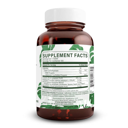 Natural Nutra Chewable Peppermint Digestive Enzyme Supplement, Help to Relieve Gas, Indigestion, and Other Digestive discomforts, Stomach Calmness, Papaya (Papain)