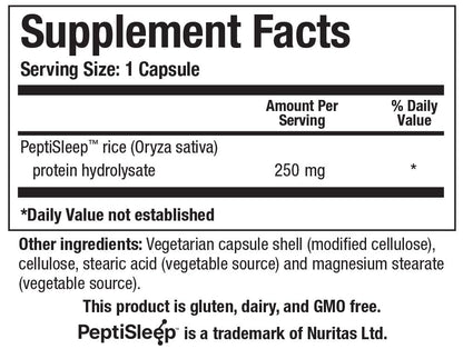 Biotics Research SleepTides - Plant Peptide Sleep Support for Deep and REM Sleep, Bioactive Rice Protein Peptides, Supports Healthy Cortisol Levels, Non-Habit Forming, Gluten, Dairy, GMO Free, 30 Caps BIOTICS RESEARCH buy supplements Au