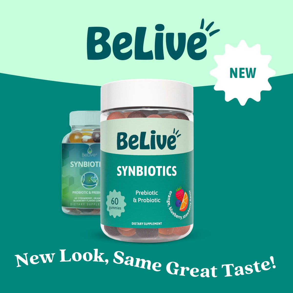 BeLive Synbiotics - Probiotic & Prebiotic Fiber Gummies – High Strength Inulin (3g), Dietary Fiber Supplement, Digestive Support for Kids & Adults