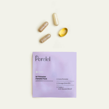 Perelel 1st Trimester Prenatal Pack, Multivitamin with Folate, Vitamin D, Omega 3, Iron & Ginger, Nutritional Support for Early Pregnancy