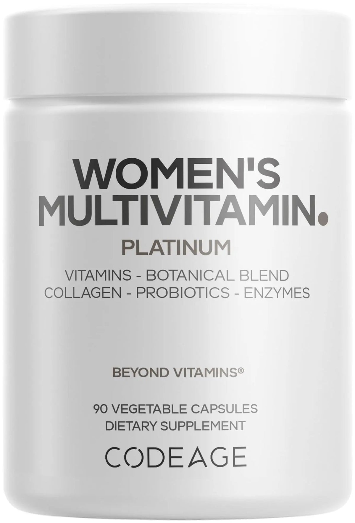 Codeage Women’s Multivitamin Platinum - Vitamins A D3 K1 K2 B12 & Minerals, CoQ10, Skin, Hair & Nails Complex, Collagen, Botanicals, Probiotics Codeage