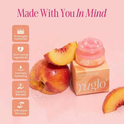 YUGLO Lip Sleeping Mask | Peach Flavor | Hydrating & Soothing Lip Treatment for  Dry, Chapped Lips