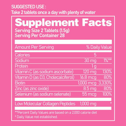 Ever Collagen in&UP Biotin Cell, Low Molecular Marine Fish Collagen Peptides Tablets with Vitamin Selenium Supplements - Healthy Skin, Hair, Nail for Women - Antioxidant Supplement EVER COLLAGEN TIME buy supplements Au