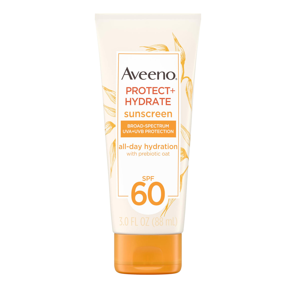 Aveeno Protect + Hydrate Moisturizing Body Sunscreen Lotion with Broad Spectrum SPF 60 & Prebiotic Oat, Weightless & Refreshing Feel