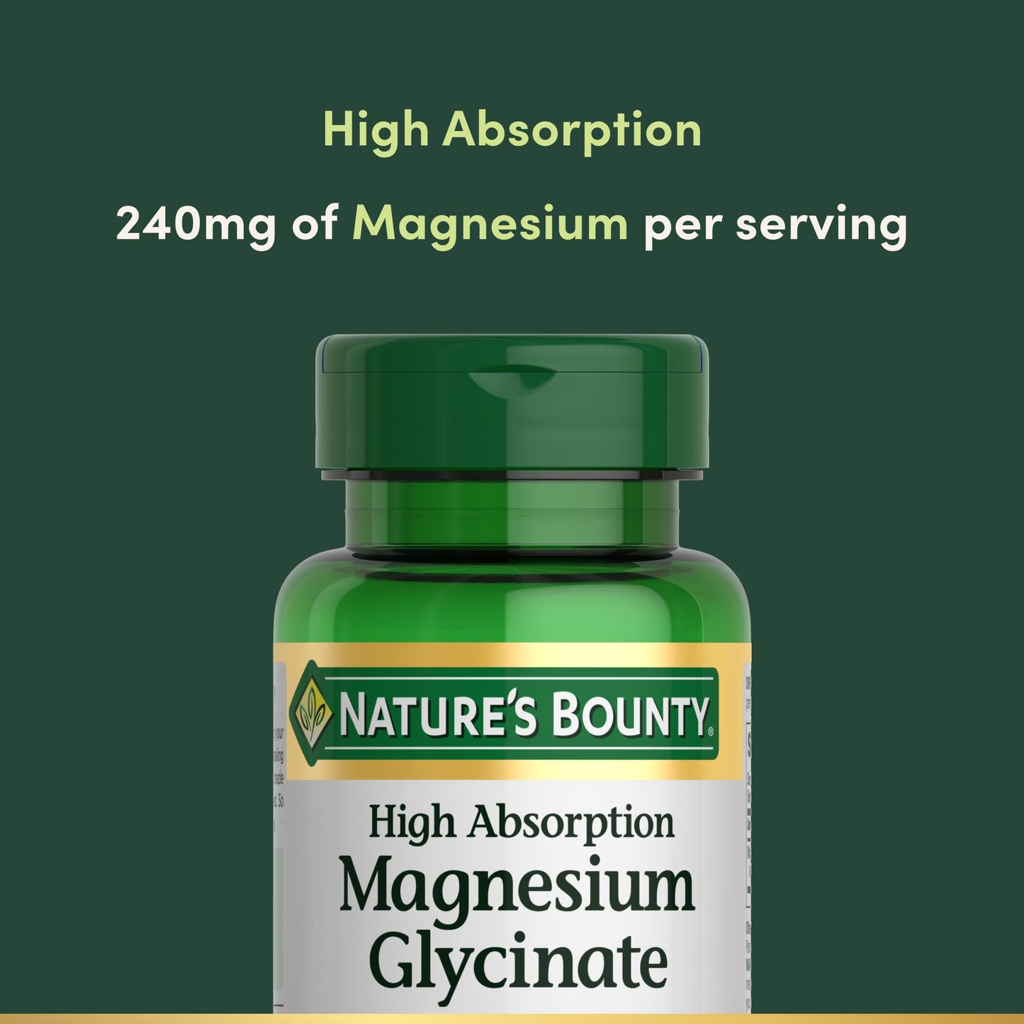 Nature’s Bounty High Absorption Magnesium Glycinate 240 mg for Supporting Muscle Relaxation and Bone, Heart & Nerve Health – Non-GMO, Gluten-Free, Vegetarian, 120 Count/60 Servings Nature's BountyBuy Supplements Australia