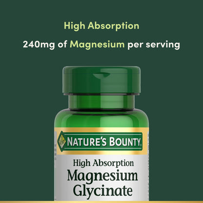 Nature’s Bounty High Absorption Magnesium Glycinate 240 mg for Supporting Muscle Relaxation and Bone, Heart & Nerve Health – Non-GMO, Gluten-Free, Vegetarian, 120 Count/60 Servings Nature's BountyBuy Supplements Australia