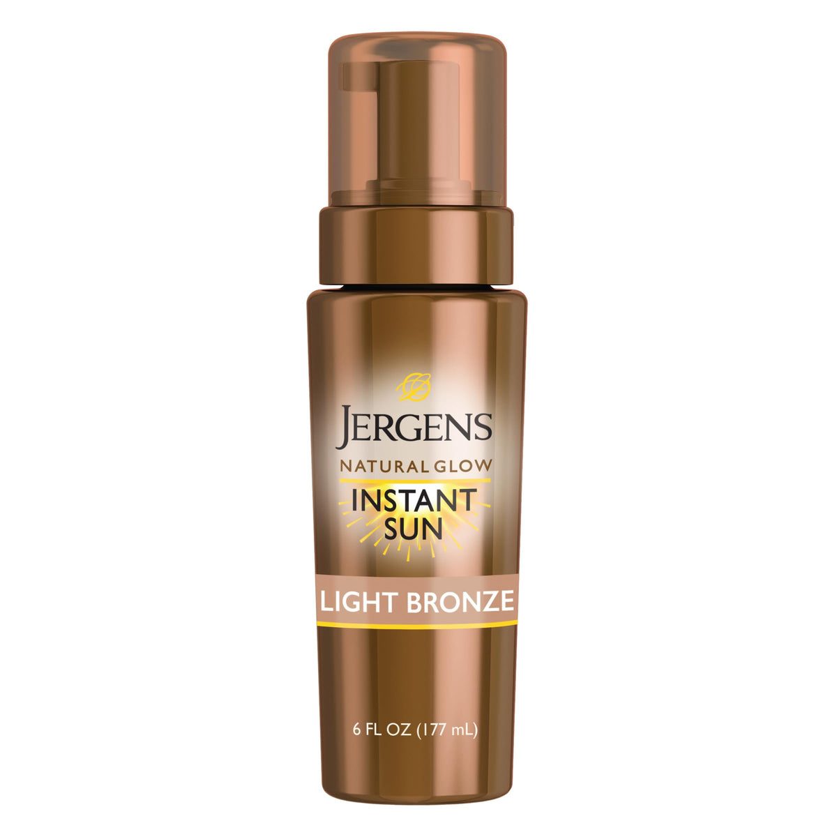 Jergens Natural Glow Instant Sun Body Mousse, Self Tanner for Light Bronze Tan, Sunless Tanning Body Bronzer