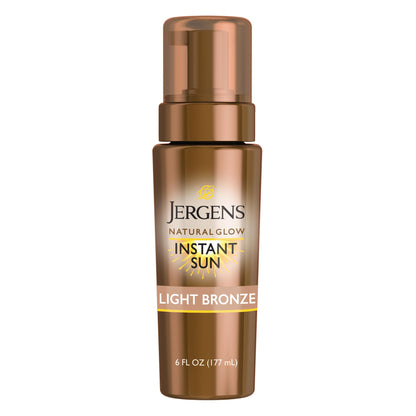 Jergens Natural Glow Instant Sun Body Mousse, Self Tanner for Light Bronze Tan, Sunless Tanning Body Bronzer