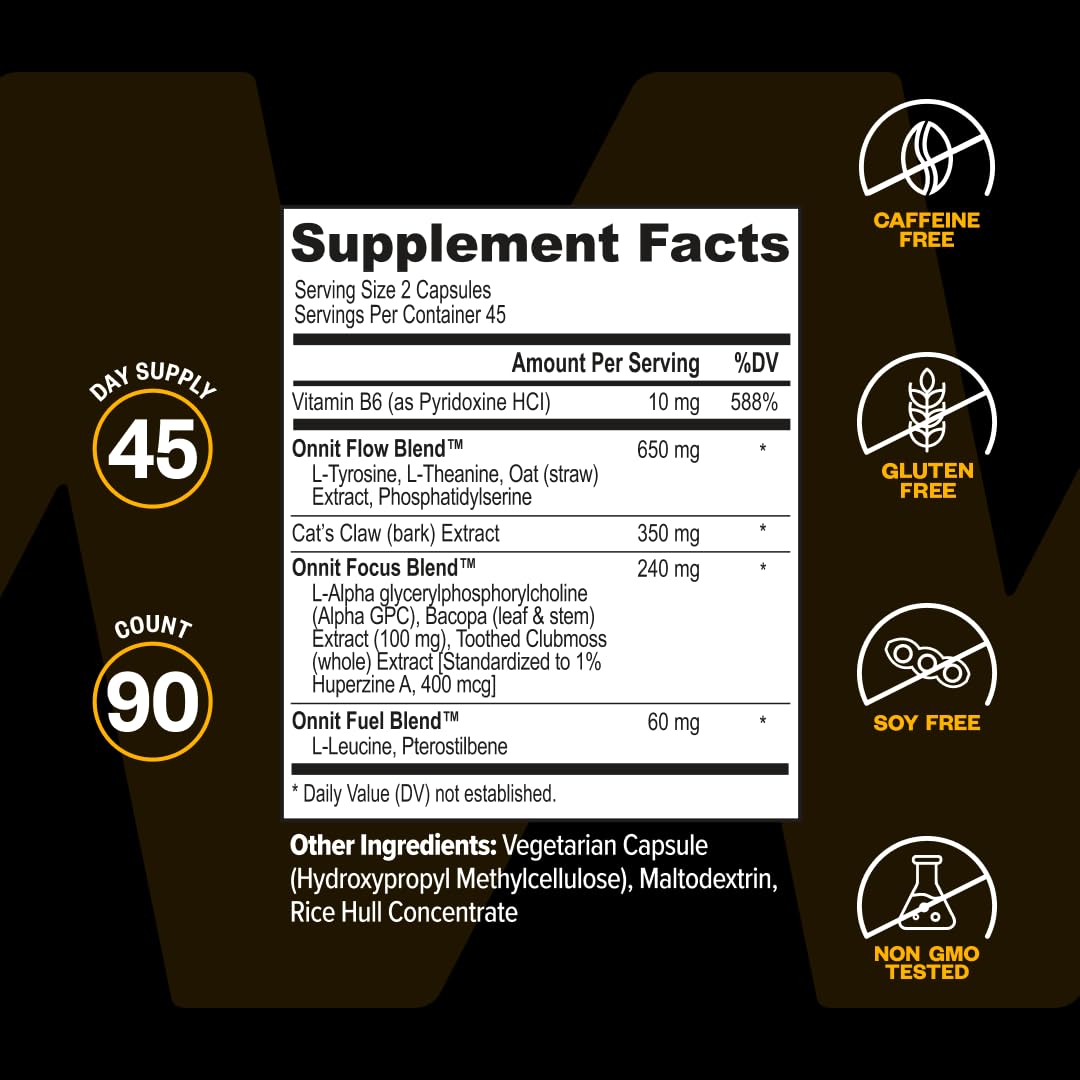 ONNIT Alpha Brain Nootropic Brain Supplement for Focus, Memory, Mental Clarity, Cognitive Support with L-Theanine and Vitamin B6, 90 Count ONNIT buy supplements Au