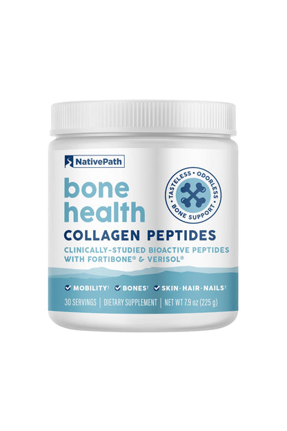 NativePath Bone Health Collagen Peptides, Type 1 & 3, with Fortibone and Verisol, 7.9 Ounce, 30 Servings