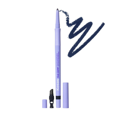 Kosas Soulgazer Gel Eyeliner (Enigma) - Waterproof, Smudge-Proof Pen with Hyaluronic Acid - Retractable Eyeliner Pencil with Sharpener & Smudger, Long-Lasting - Blackened Blue Satin KosasBuy Supplements Australia