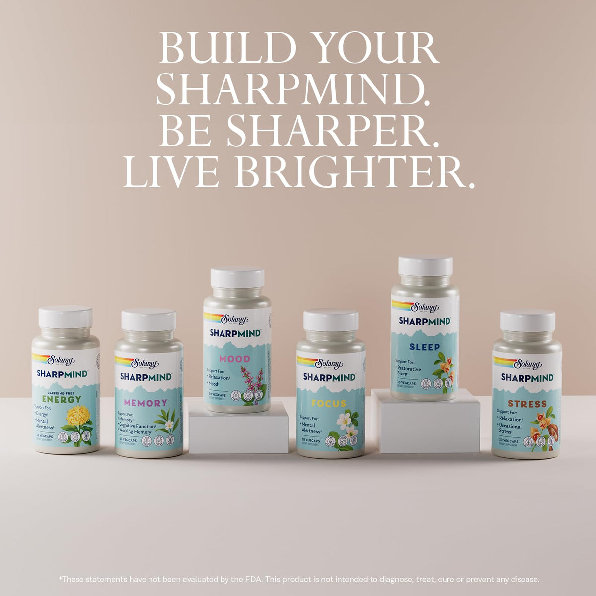 SOLARAY SharpMind Memory Formula - Brain Supplements for Memory and Focus - Cognivia, Gotu Kola & Chaga Mushroom Supplement - Ginkgo Biloba Alternative - 60-Day Guarantee - 30 Servings, 60 VegCaps SOLARAYBuy Supplements Australia