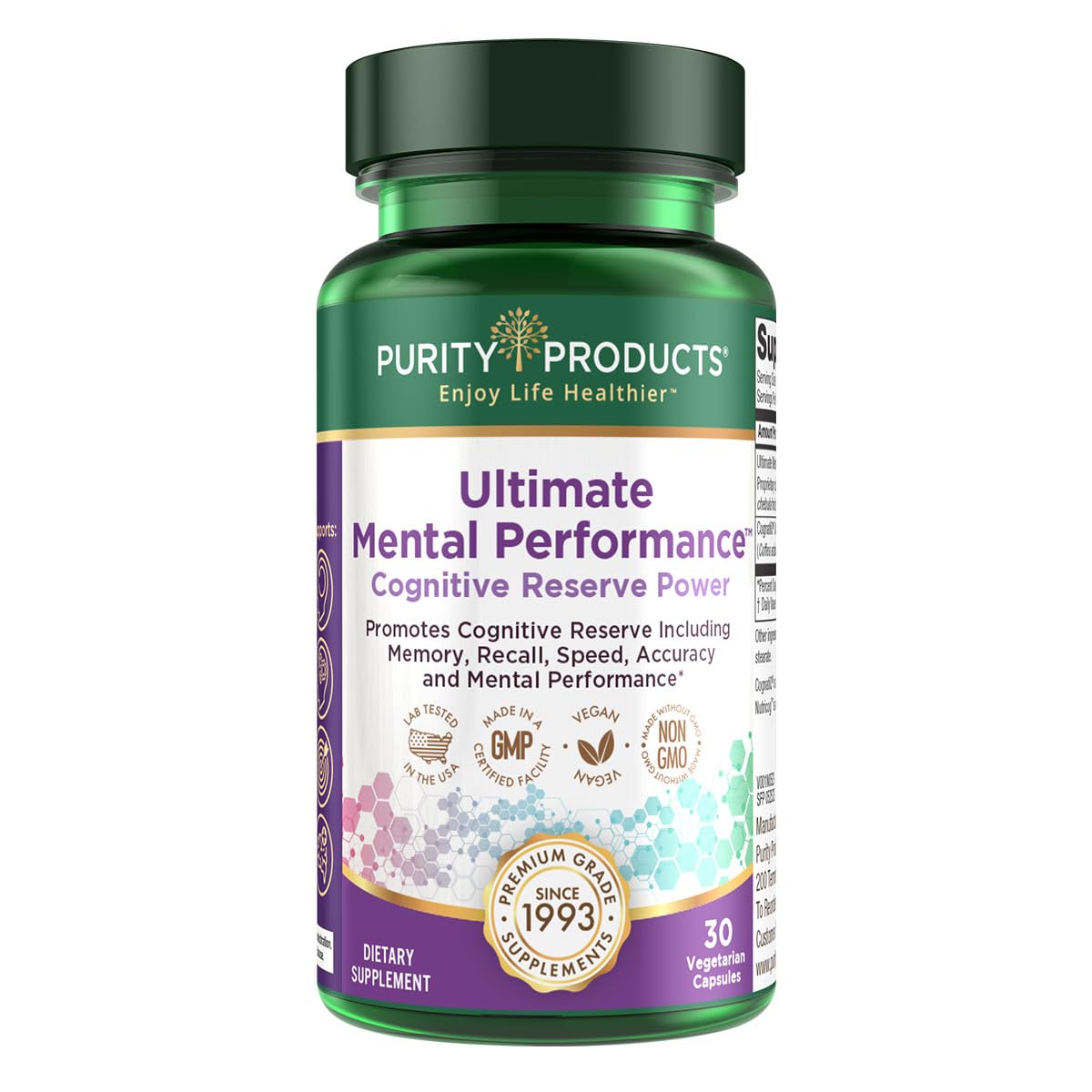 Purity Products Ultimate Mental Performance Supports Memory Recall, Mental Focus + More - Nootropic Powerhouse ft. Patented Botanical Plant-Based Ingredients - Vegan & Non-GMO - 30 Veggie Caps Purity ProductsBuy Supplements Australia